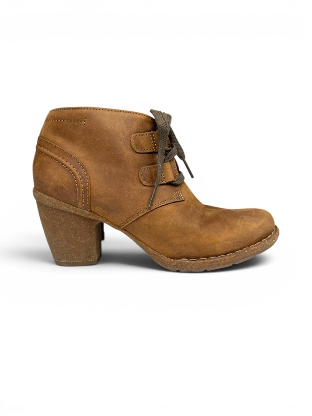 Clarks Artisan Carleta Lyon brown leather lace-up ankle boots block heel size 8m